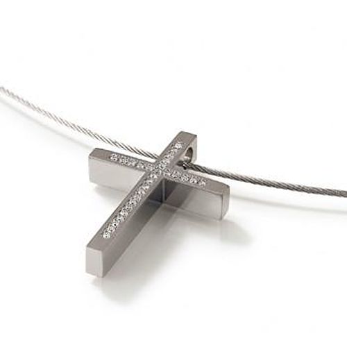 Titanium Cross Pendant with .14ct Diamonds - 0714-03 - Click Image to Close